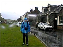 An even more drenched Mike at Goathland, Aidensfield in Heartbeat