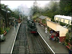 North Yorkshire Moors Railway steam train at Goathland station