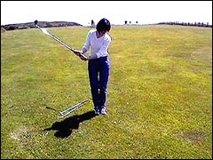 North Wales: golf swing at Criccieth's pitch & putt course