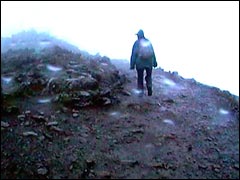 Nasty weather climbing Snowdon in North Wales