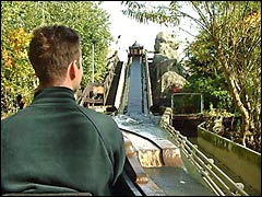 Riding on the Dragon Falls in the Mystic East at Chessington