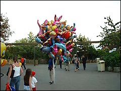 Helium balloons at the theme park exit