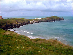 View towards Newquay's Fistral beach across the rugged north Cornwall coast