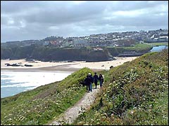 South West Coast Path into Newquay in Cornwall