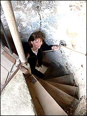 Narrow spiral staircase in Lewes Castle tower