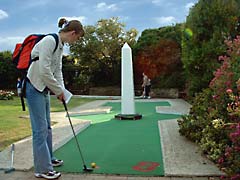 Playing crazy golf at Bognor in Sussex