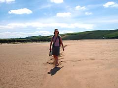 Walking across the sands at Bantham in Devon