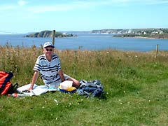 Picnic lunch near Bantham with Burgh Island in the background