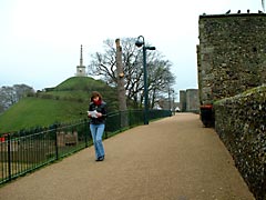 Walking along the city wall in Canterbury, Kent