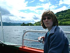 Enjoying the Loch Ness boat trip to spot the monster