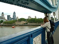 Towards the Tower of London from Tower Bridge's arches