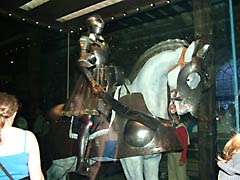 An armoured horse and rider in the White Tower