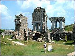 Corfe Castle ruins in the Purbeck Hills