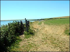 South West Coast Path at Fleet Lagoon and Chesil Beach in Dorset