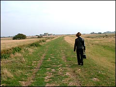 Walking across to Camber Castle