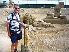 Sand sculpture crocodile