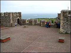 View towards the English Channel from the Keep roof at Dover Castle