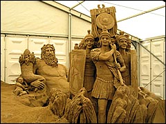 Roman army on the march sculptured in sand at Brighton