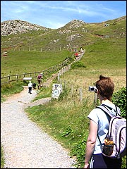 The zig-zag path leading up to Brean Down in Somerset in the West Country