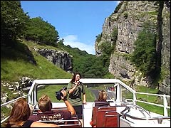 Cheddar Gorge open top tour bus