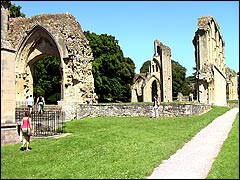 Looking towards the Nave at Glastonbury Abbey in Somerset