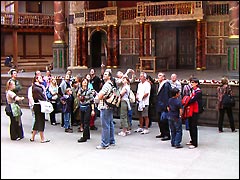 Tour group inside Shakespeare's Globe Theatre