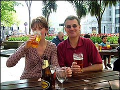 Enjoying a drink in a London pub garden