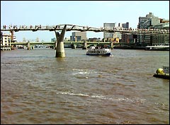 The Millennium Bridge spanning the River Thames in London