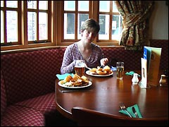 Tucking into the meal at Craven Arms Carvery in Shropshire