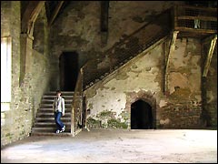 A lone visitor inside Stokesay Castle