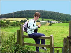 Stopping to check the map on the Shropshire Way
