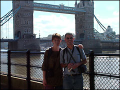 Posing in front of Tower Bridge in London