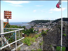 Elevated view of The Mumbles from Oystermouth Castle