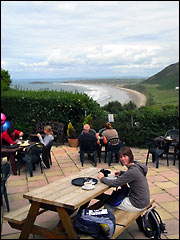 Gower: the view of Rhossili Bay from the coffee shop