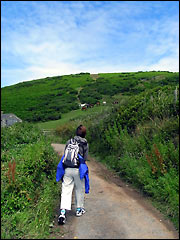 Walking up Rhossili Down on the Gower Peninsula