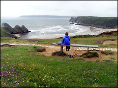 Gower: stunning view of Three Cliffs Bay from a giant's seat!
