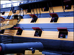 Outside view of HMS Victory's guns, Portsmouth Historic Dockyard