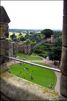 View towards Maidens Tower and The Mound at Warwick Castle