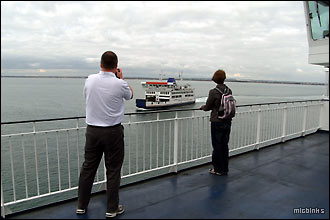 On the deck crossing the Solent on the Isle of Wight ferry