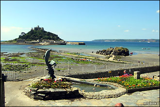 View of St Michael's Mount and the causeway across from Marazion, Cornwall