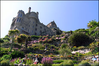 Imposing view of the Benedictine Priory and castle on St Michael's Mount, Cornwall