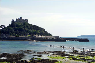 Incoming tide: people trying to walk across St Michael's Mount's causeway