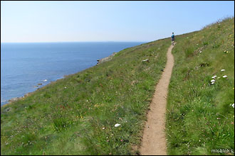 Walking Cornwall's South West Coast Path towards Poldhu Point