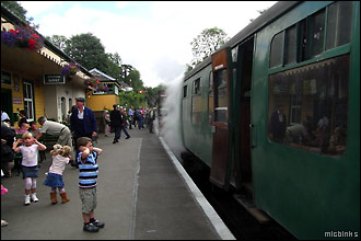 Steam train in at Alresford station on the Mid Hants Railway