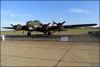 The B-17 Flying Fortress Sally B landed at Duxford