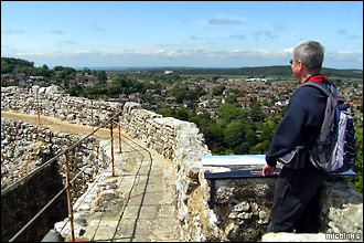 The view from Carisbrooke Castle's Keep towards Newport and the Isle of Wight