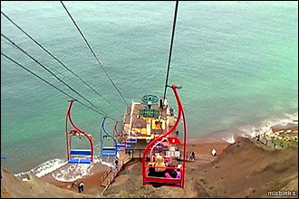 On the chairlift down to Alum Bay beach