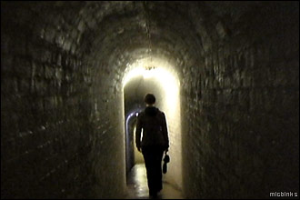 Walking along the underground tunnel at the Old Battery, IOW