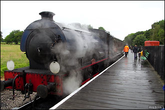 Steam locomotive at Smallbrook Junction on the Isle of Wight Steam Railway