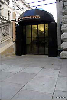 Entrance to Churchill War Rooms in London's Westminister